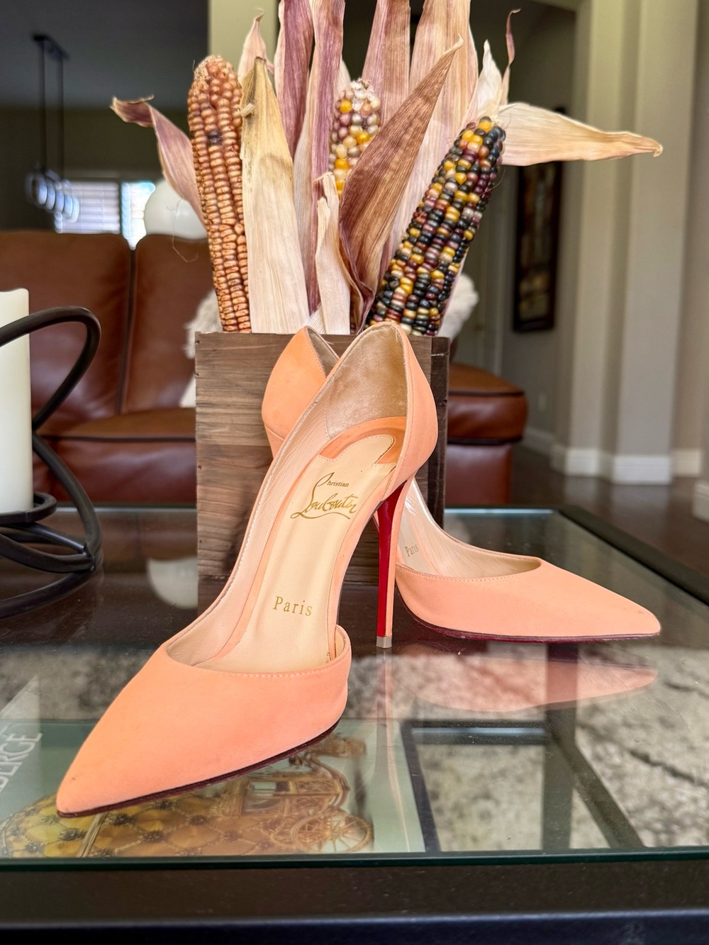 Christian Louboutin Coral Pink Pointed-Toe Stiletto Pumps